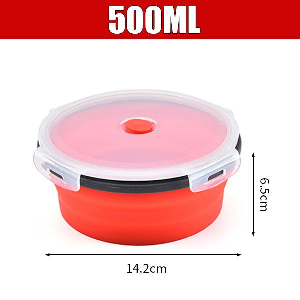 Runde Silikon Faltbare Lunchbox Mikrowellen Faltbare Schüssel Tragbarer Faltbarer Lebensmittelbehälter Box Salatschüssel mit Deckel