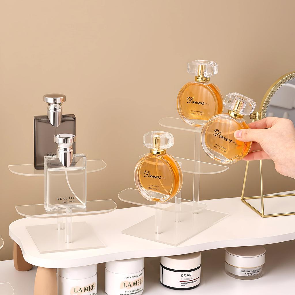 1pc Desktop 2-4 Layer Display Shelf Stepped Acrylic Transparent Storage Rack Is Suitable for Perfume Hand Doll Organizer
