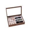 Black Walnut Wood Grain Box: Multifunctional Storage for 6 Watches & 3 Eyeglasses