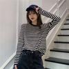 Large Size Striped Bottoming Shirt Long-sleeved T-shirt for Women in Autumn and Winter Fashionable and Versatile