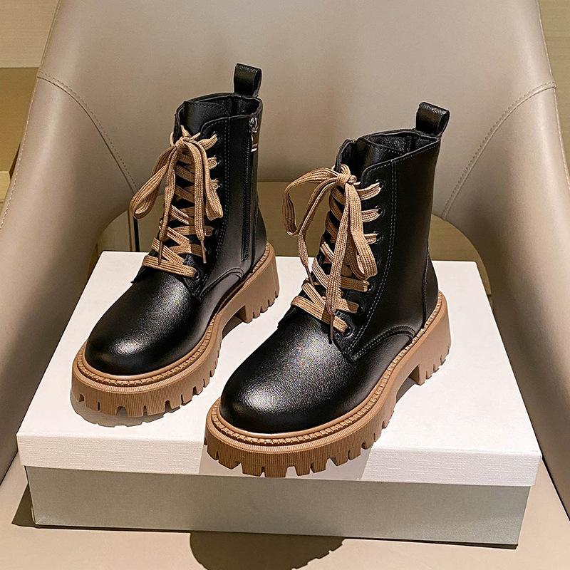New Platform Martin Boots Women's 2025 Autumn and Winter Korean Version Fashion Versatile and Comfortable Women's Shoes Thick Heel Large Size Sho