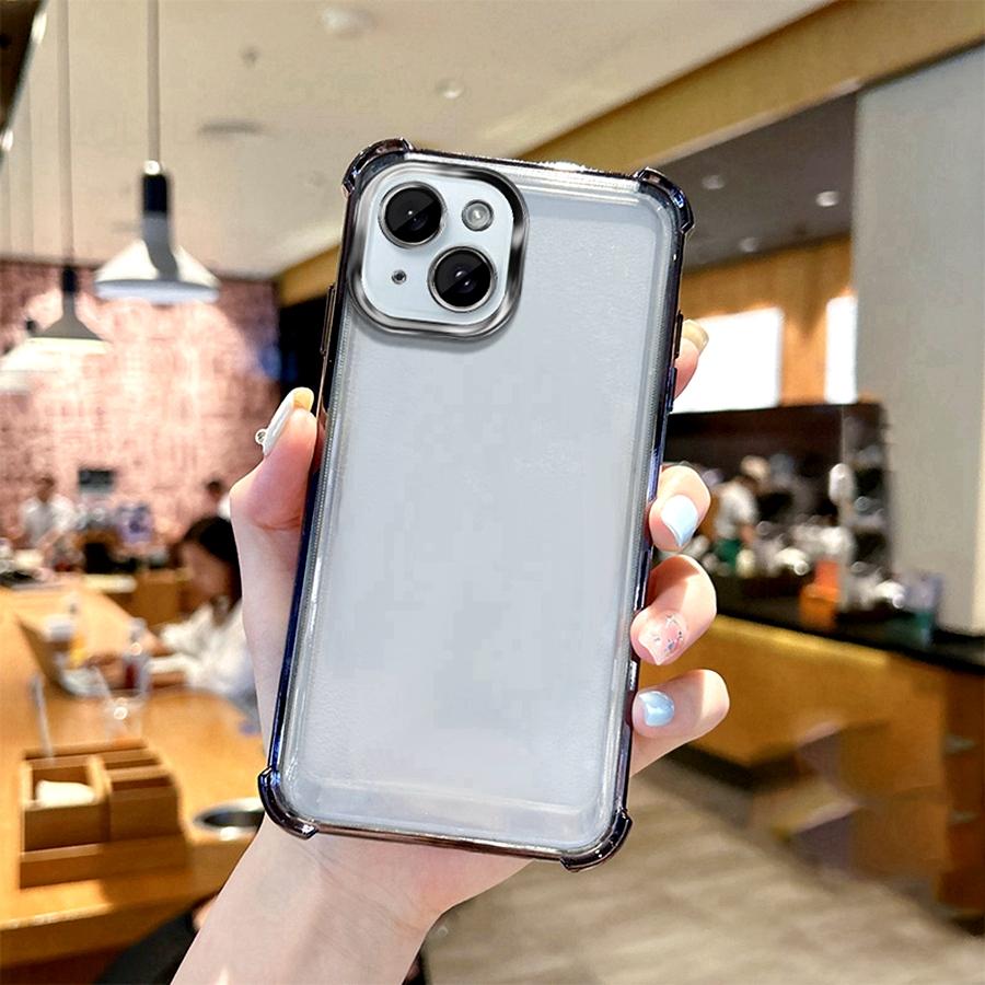 Airbag Shookproof Lens Case For Apple iPhone 16 15 14 13 12 11 Pro Max Plus Mini 16E X XS XR Plating Silicone Back Clear Cover