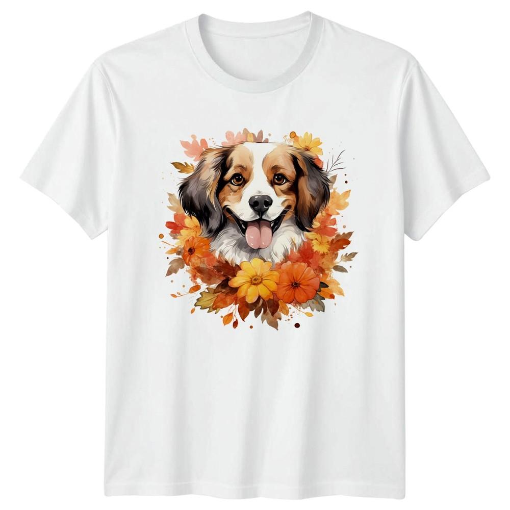 Cute Watercolor Fall Dog TShirt Autumn Floral Dog Lovers Gift For Him And Her