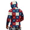 Men's Long Sleeve Lightweight Hoodie with Drawstring Hood and Face Covering Flag Print Casual Pullover Top