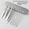 8-Piece Acne Extraction Tool Set In Stainless Steel Box, Professional For Spas And Beauty Salons (Includes Free 10Pcs Pad)
