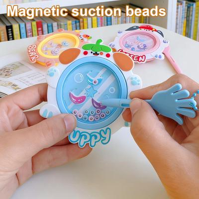 Kids Magnetic Bead Keychain Motor Skills Boys Girls Educational Portable Toddlers Toy Fine Mini Cartoon Animal Moving Bead