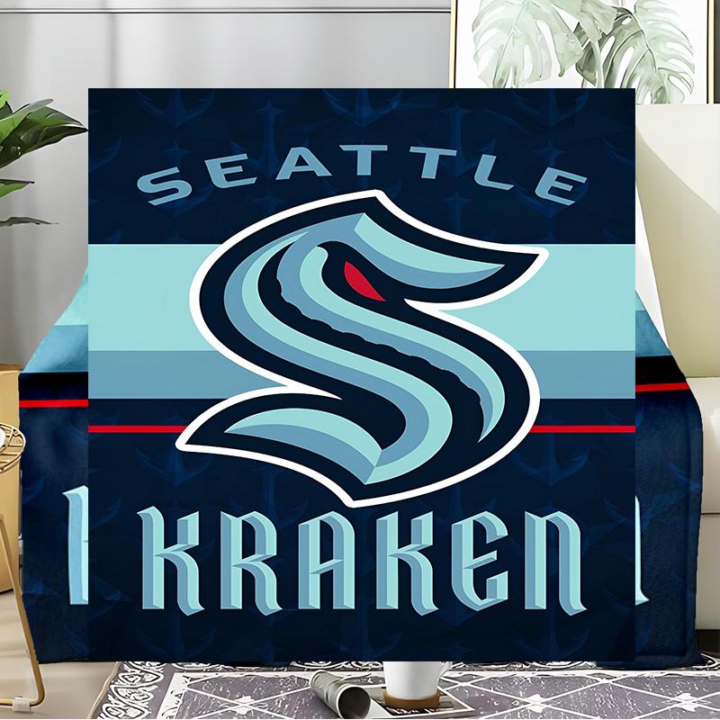 Seattle Kraken Logo Blanket Flannel Throw for Sofa, Indoor, Camping, Living Room, Office, Chair, And Bed Soft Birthday Gift