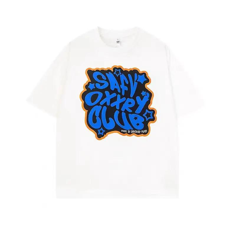 

Футболка с короткими рукавами American Retro Brand Letters Niche, летние мужские и женские рубашки из плотного хлопка XXXXL