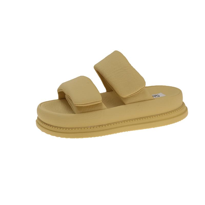 

Крутые шлепанцы на толстой подошве на липучках для женской летней носки 2025 новинка популярные модные шлепанцы на мягкой подошве противоскользящие шлепанцы на одну перемычку 35