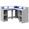 VidaXL Desk and LED Lights Sonoma Grey 130x130x91cm Engineered Wood, Computer Desk, Writing Desk, Furniture of 3309452