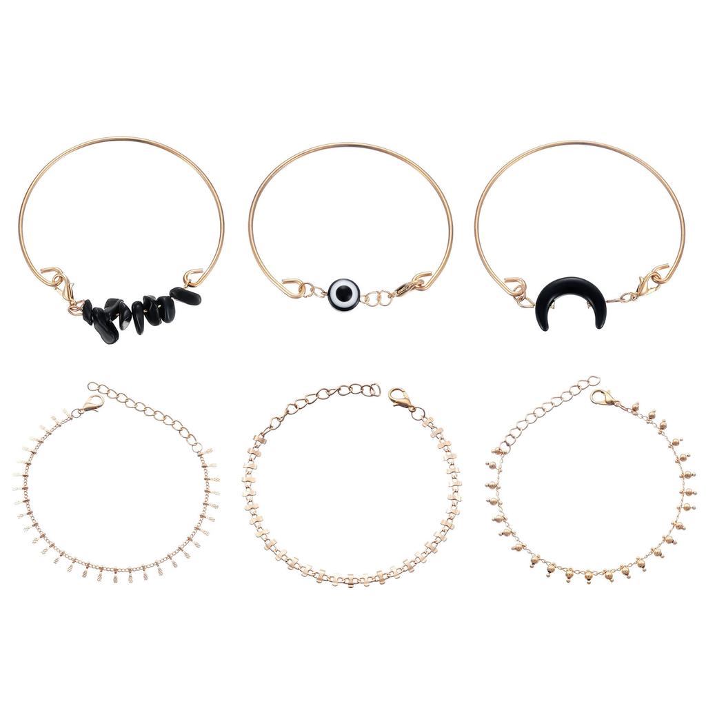 Promotion Personalized Combination Jewelry, Fashion Crescent Eyes 6-Piece Set Gold Bracelet