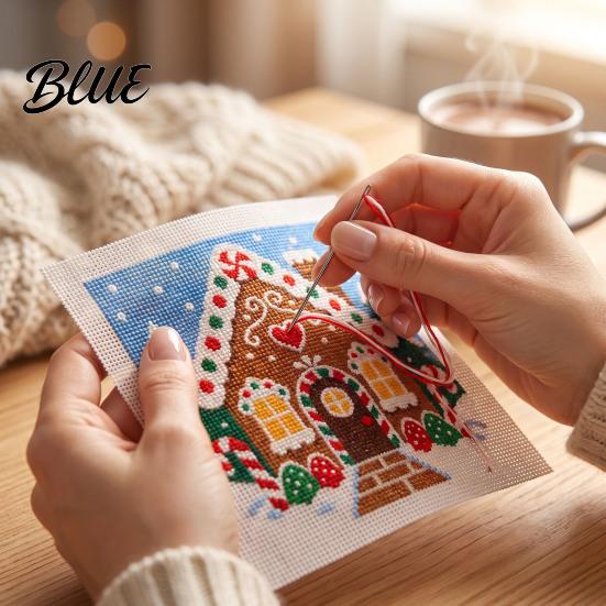 Needlepoint Kit for Beginners DIY Christmas Kit, Holiday Cross Stitch Santa Snowman Elk Patterns, Needlework Craft Adults Teens, Wall Art Handmade
