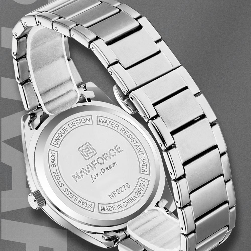 Naviforce Original Simple Men Watch Calendar Quartz Movement Luminous Pointer Waterproof 3ATM Stainless Steel Strap Men Watch NF9276S