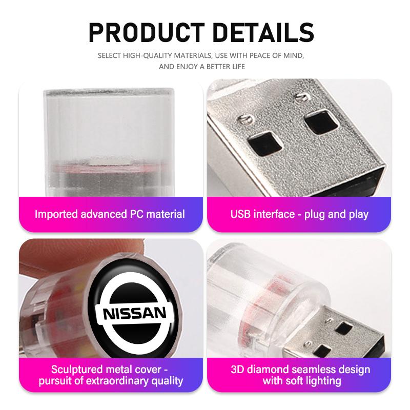 For Nissan Car Accessories USB LED Light Auto Interior Atmosphere Light Patrol Y62 Y61 Versa Altima X-trail Sunny Qashqai AGKLN1