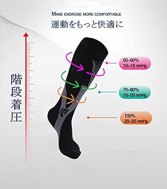 Sweetimes Compression Sports Power Stretch Compression Calf Set of 2 Socks, Socks, Socks, Supports, 2, #182 (Black, Pairs, S/M)