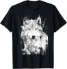 Abstract Wolf with Ink Splatter and Brushstroke Effect T-Shirt
