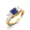 2.75 Cts Square Three Stone Blue Sapphire 925 Sterling Silver Gold Vermeil Women Engagement Ring