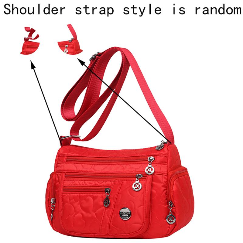Chic Embellished Women's Crossbody Bag for Daily Commute Stylish Heart-detail Multi-pocket Lightweight Casual Nylon Bag
