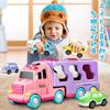 HIWO Toy Cars for Boys Ages and 6 and Educational Toy Set of 5 Large and Small Vehicles Large Truck 4 Mini Construction Fire Indoor Mini Educational