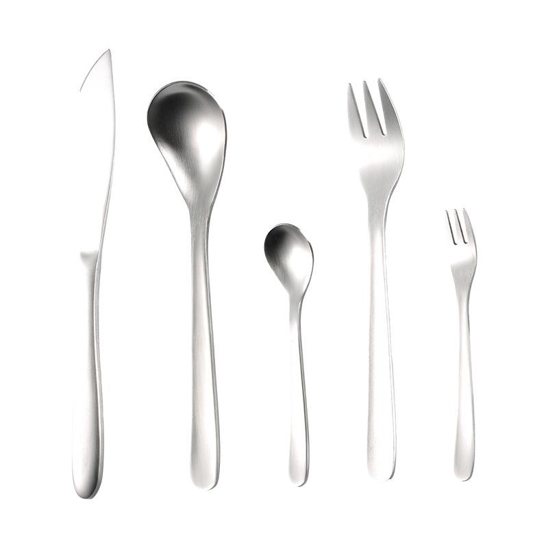 304 Stainless Steel Japanese-style Yanzong Knife, Fork, Spoon, Sanded Main Spoon, Multi-specification 5 Main Pieces, Hotel Western Tableware