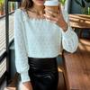 Sügisene volangidega elegantne naiste pluus Moodne soliidne pitssärk Naiste soliidne pikkade varrukatega topid Kontori daamipluusid Blusas Mujer 29742
