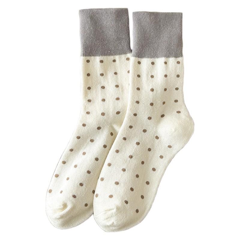 Socks Pure Cotton Stacking Socks Season Retro Color Matching Polka Dot Cotton Boneless Sweat-Absorbing Deodorant Medium Tube Socks
