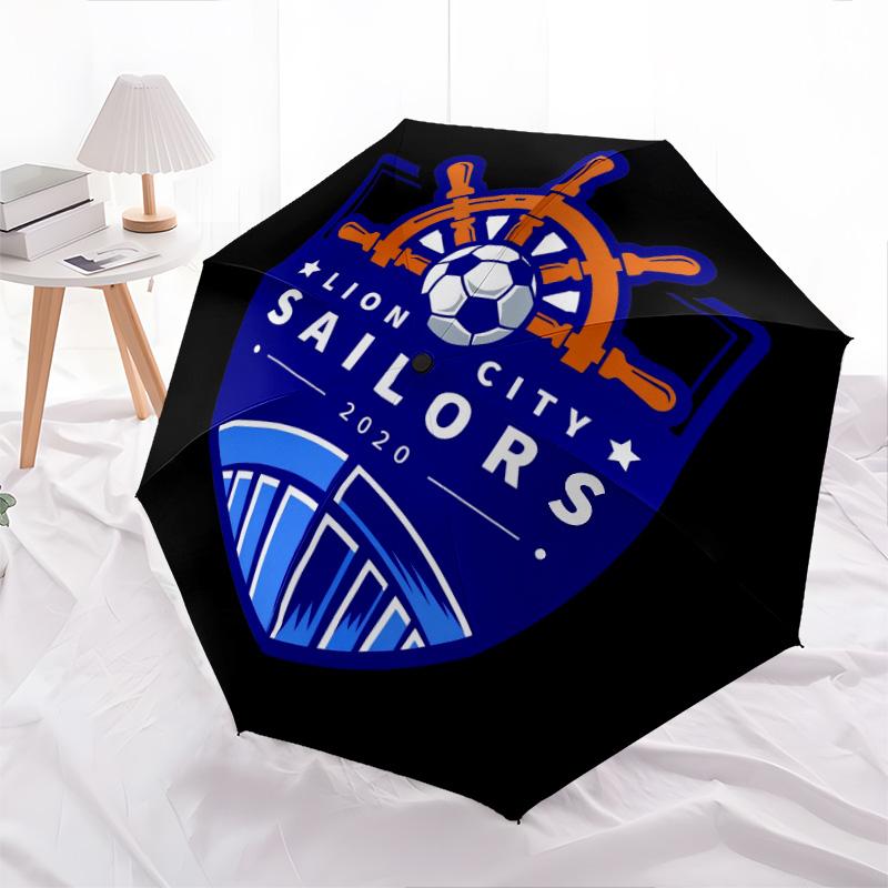 Lion City Sailors Football Club pattern, automatic folding umbrella, portable and foldable design, 8 ribs, a Christmas or birthday gift.