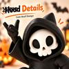 Integrated Molding Skeleton Decor Little Pumpkin Skull Ornament, 3D Printed Halloween Decor, Cute Desktop Figurine for Home Table Decoration