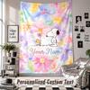 Custom Tapestry Wall Hanging, Snoopy Peanuts Personalized Name Text Home Wall Decor