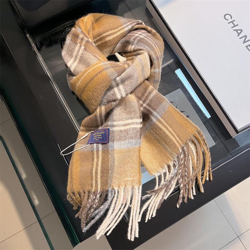 2024 British Red Plaid Imitation Cashmere Scarf: Warm Winter Gift Neck Shawl