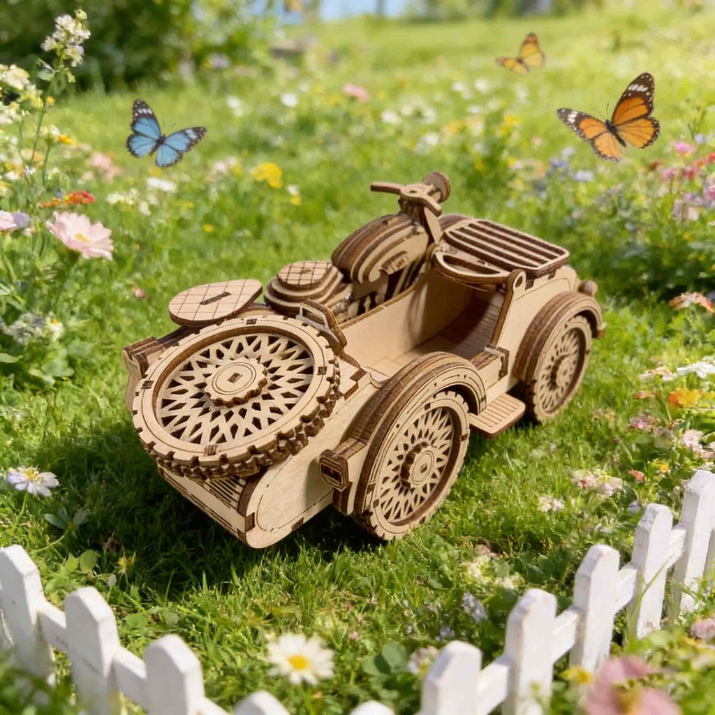 Retro Tricycle DO-IT-YOURSELF Hand Assembled Miniature Wooden 3D Puzzle Imaginative Holiday Birthday Present Toy