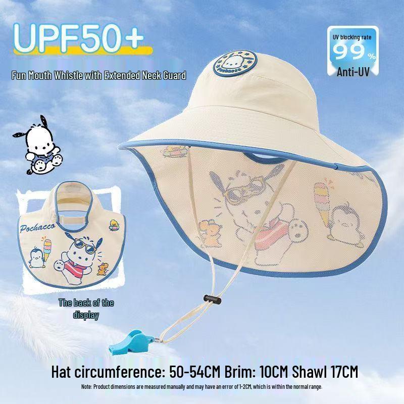 UPF50+ Baby Sun Hat with Neck Protection, Girls  Large Brim Anti-UV Beach Hat Includes Windproof Strap
