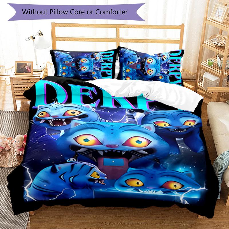 3pcs Kpop Demon Hunters Derpy Pattern Bedding Set Duvet Cover Set Includes Duvet Cover &pillowcases, Perfect All Season Bedroom Decoration & Gift