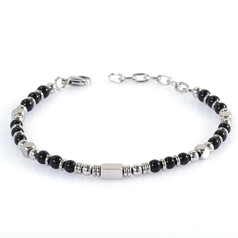 Stainless Steel Natural Stone Bracelet With Obsidian Turquoise Tigers Eye Polished Handmade Fashion Jewelry Men Women Black Obsidian Bracelet