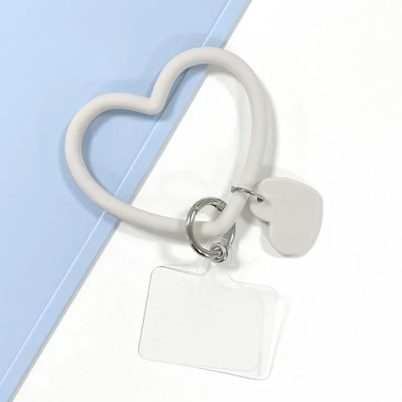 1Pc Silicone Heart Loop Cell Phone Hand DYM Wrist Strap With Key Chain Holder - Universal Mobile Straps For All Smartphones