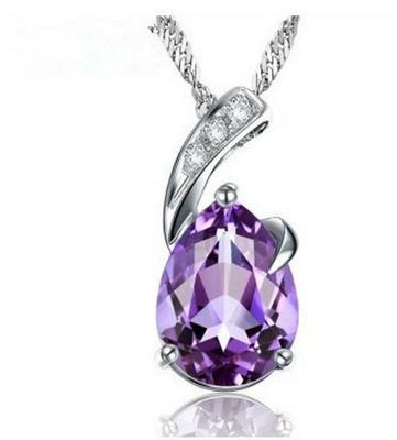 Brasilianischer Amethyst Herz Kristall Anhänger Halskette für Frauen - Versilberter Schmuck