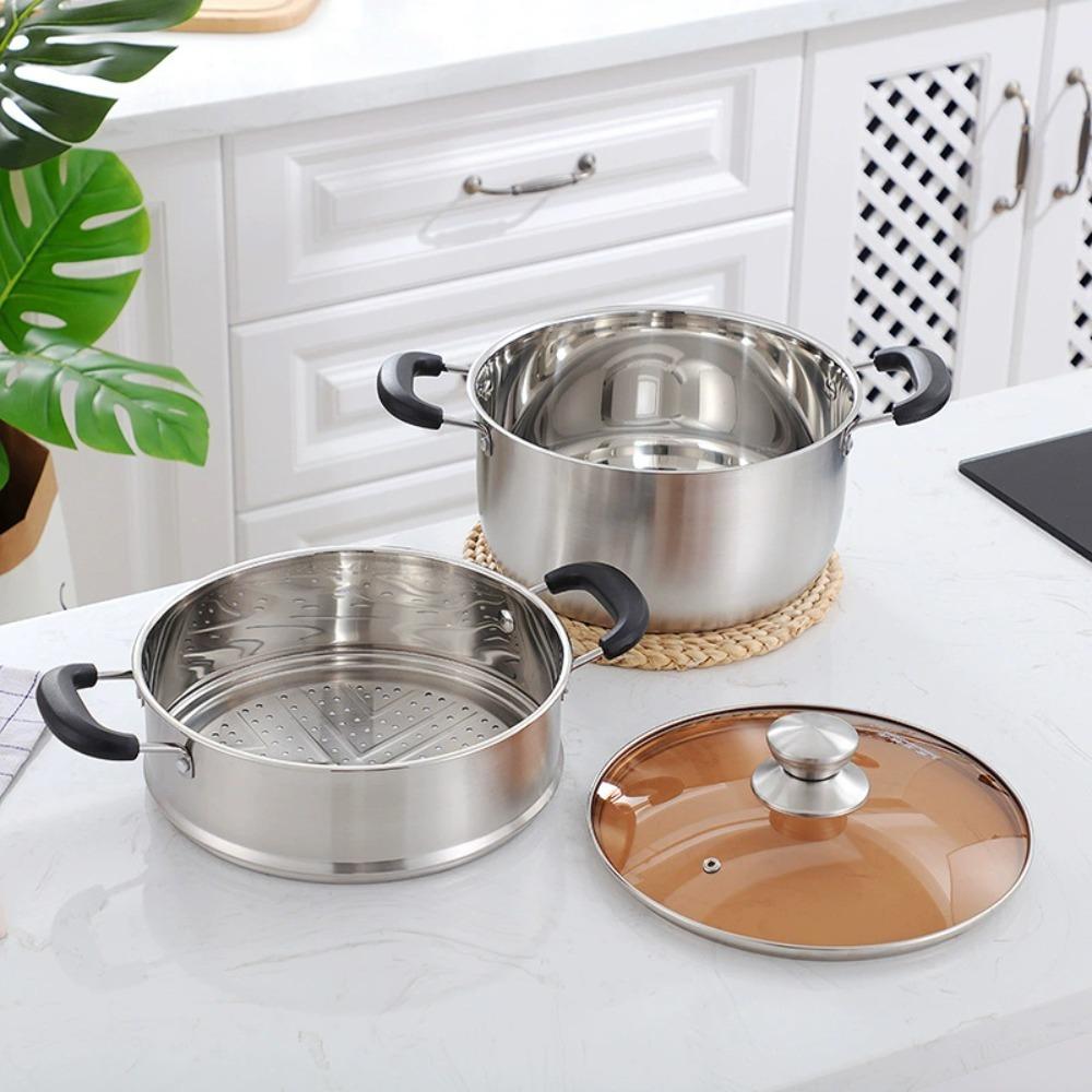 10 Inch Stock Pot Stainless Steel Stock Soup Pasta Pot with Lid Double Heatproof Handles Non Toxic & Healthy Dishwasher Safe