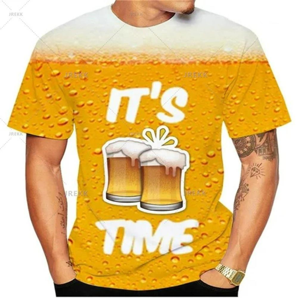 Fashion Kids T-Shirt Funny Beer Graphic Print Boy and Girl Tees Top Summer Street Short Sleeve Casual Outdoor Kids Clothing