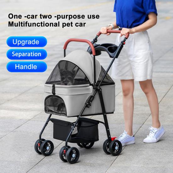 Pet Stroller, Folding Dog Stroller, Pet Folding Stroller, 4 Wheels Dog/Cat Puppy Stroller, Travel Carrier for Small/Medium