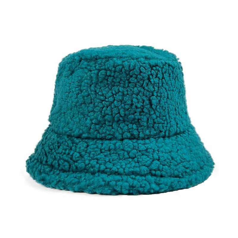 Women's Winter Lambswool Bucket Hat – Japanese Trend, Fleece-Lined, Thick and Solid Color