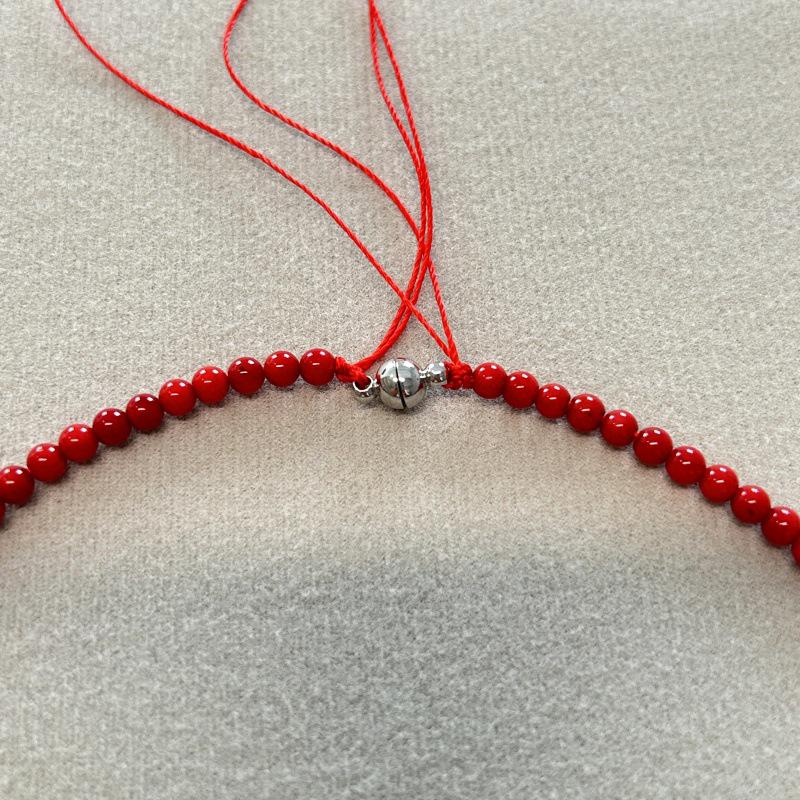 Mona Style Retro Coral Red Beaded Choker Necklace