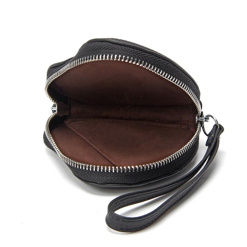 Genuine Leather Heart-Shaped Coin Purse for Women - Cute Korean Style Handheld Wallet for Coins, Lipstick, & Earphones.