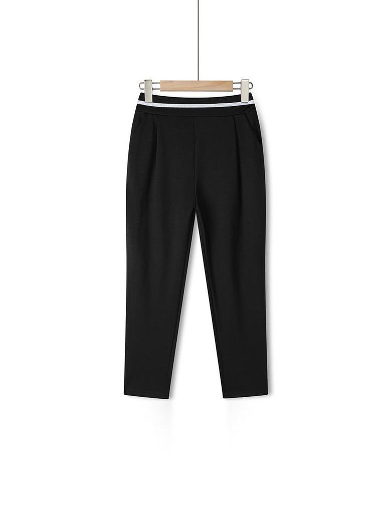 Women's High-Waisted Stretch Casual Pants - Summer 7/8 Length, Comfortable Fit