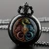 1 Stück Vintage Schwarzer Tier-Drachen-Themen-Halskettenanhänger mit einer kleinen Quarz-Taschenuhr Uhr Geschenk für Männer und Kinder
