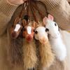 Horse Head Plush Keychain Realistic Equine Toy with Movable Tail Cute Pony Head Bag Charm for Animal Lovers