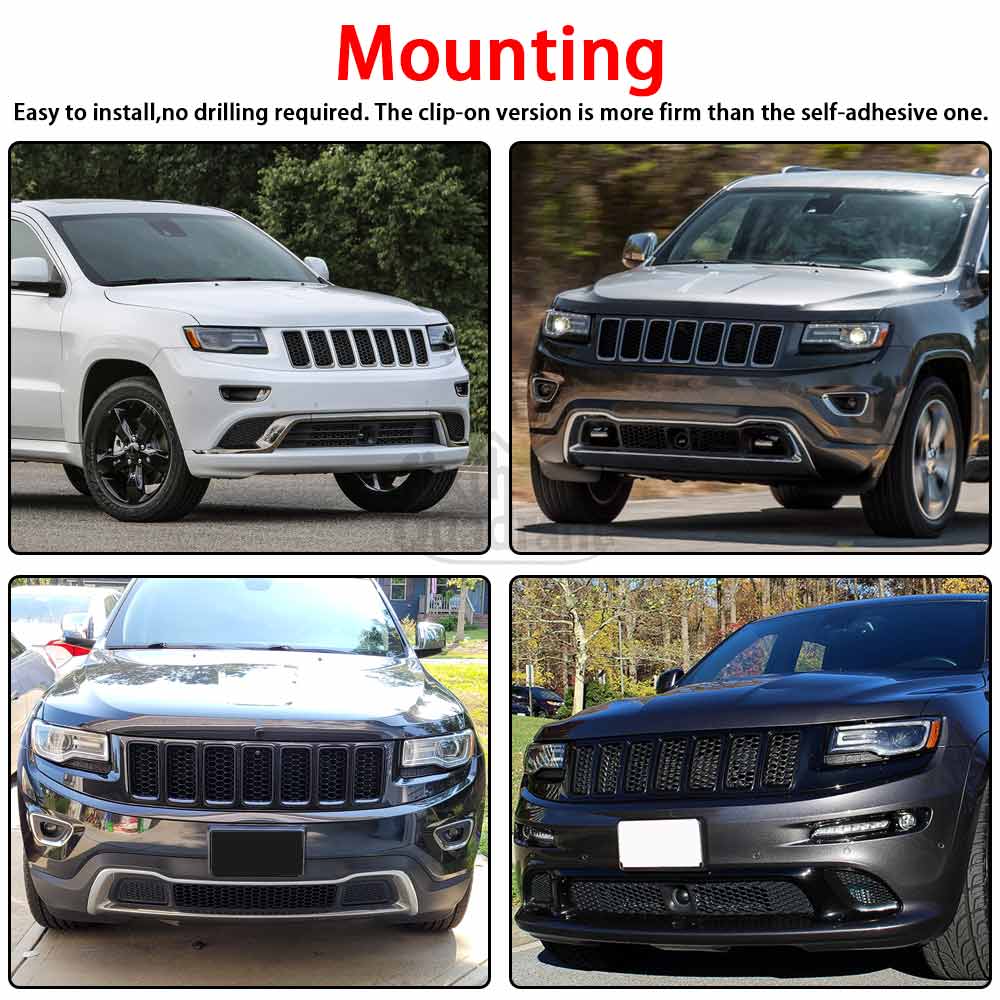 7pcs/set Front Bumper Grille Grill Inserted Ring Trim Cover ABS Plastic For 2014 2015 2016 Jeep Grand Cherokee Car Accessories