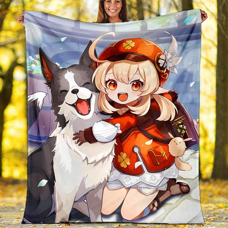 Genshin Impact characters printed throw blanket—soft,warm;versatile blanket for all seasons—perfect as &air-conditioning throw,nap blanket