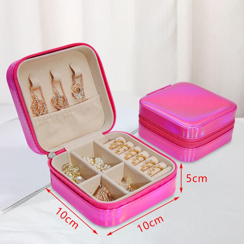 Glossy Portable Pu Leather Jewelry Box For Women S Jewelry Necklaces Earrings Studs And Rings Storage Box розы красного