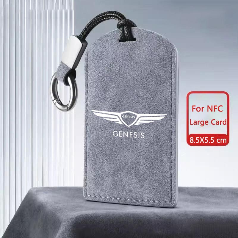 For Genesis GV60 Card 2023 G80 Pure Electric NFC Suede Leather Car Smart NFC Card Key Cover Case Protector Shell Fob Accessories
