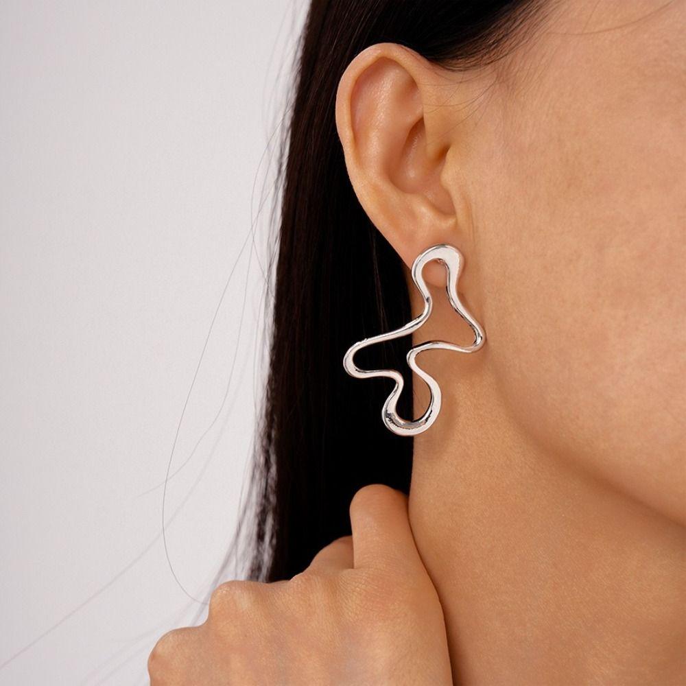 Hollow Geometry Geometric Earrings Minimalist Design Stud Earrings  Daily Wear